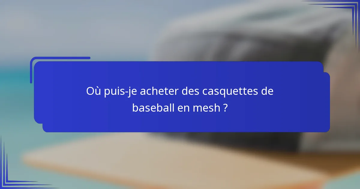 Où puis-je acheter des casquettes de baseball en mesh ?