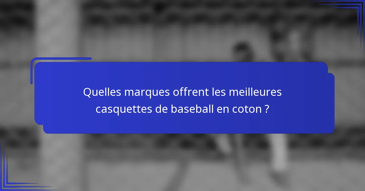 Quelles marques offrent les meilleures casquettes de baseball en coton ?