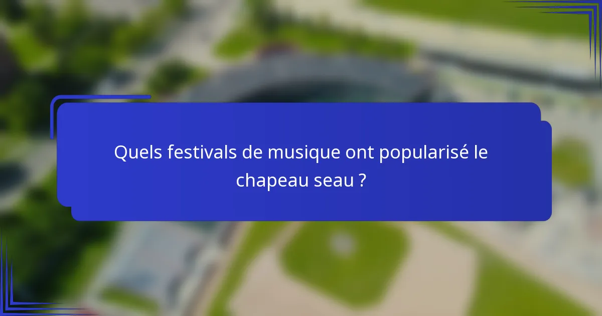 Quels festivals de musique ont popularisé le chapeau seau ?